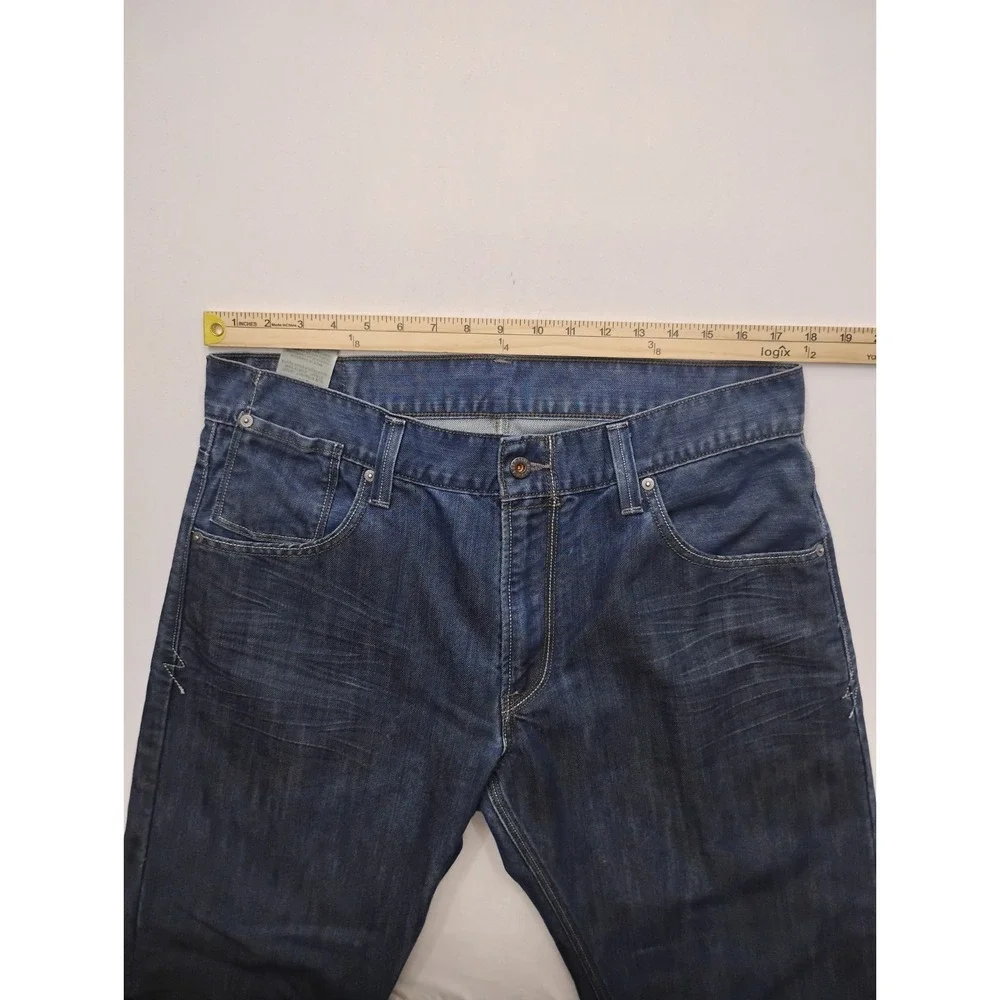 Levis 514 Slim Straight Fit Jeans Pants Dark Blue Denim Pocket Flaps 36x30